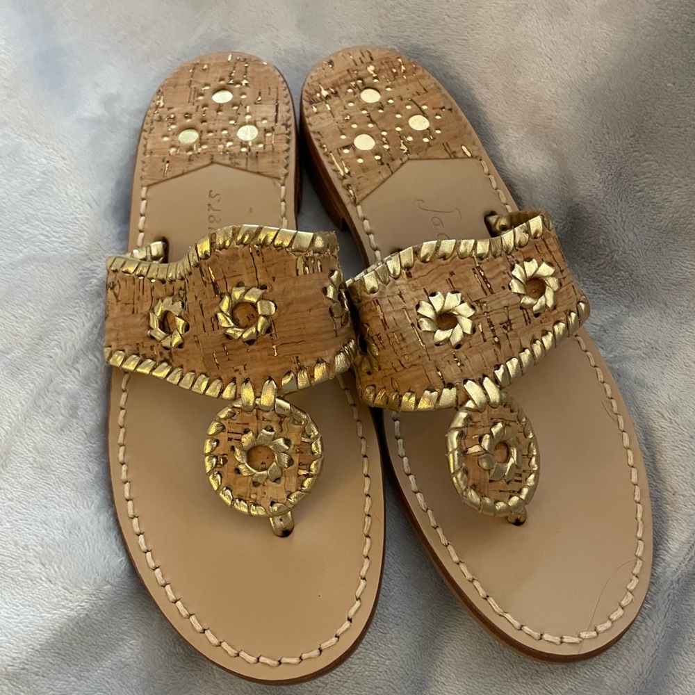 Jack Rodgers Flat Sandal - cork/gold